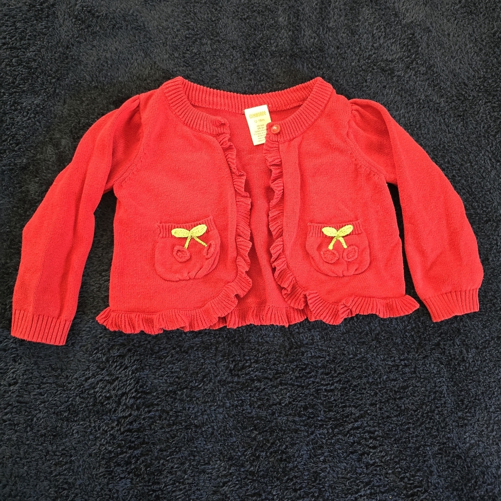 Gymboree Red Ruffled Kids Sweater - Picture 2 of 3